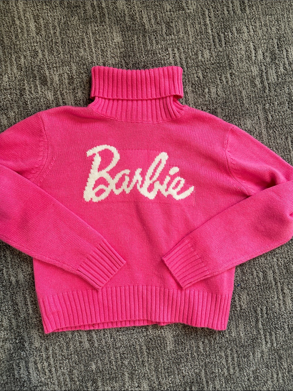 Barbie Bright Pink Logo Turtleneck Sweater